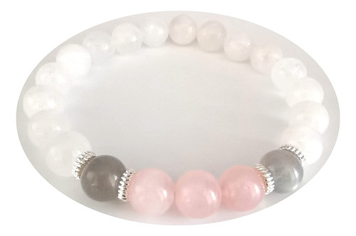 Pulsera De Piedra Lunar, Labradorita Y Cuarzo Rosa, Curación