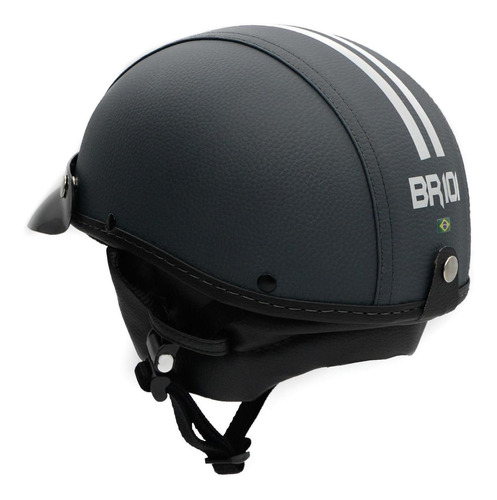 Capacete Coquinho Scooter Moto Elétrica Bike Couro Grafite