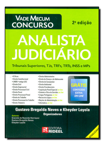 Vade Mecum Esquemas De Estudo Analista Judiciario, De Kheyder / Neves Loyola. Editora Rideel, Capa Mole Em Português