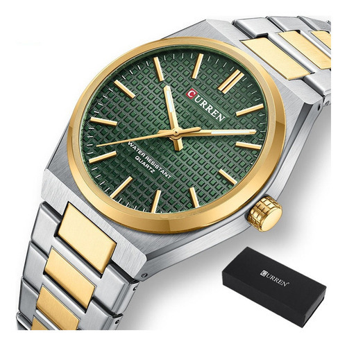 Relógios Clássicos De Quartzo Luminoso Inoxidável Curren Cor Do Fundo Silver Gold Green
