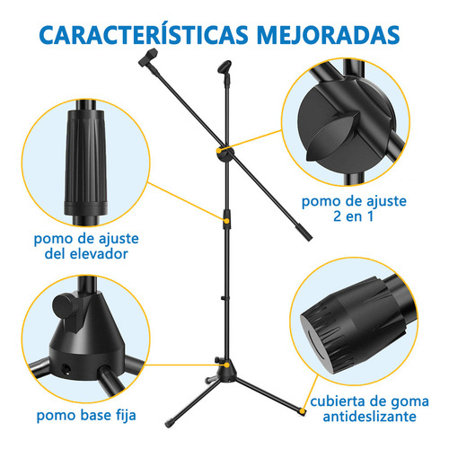 Pie De Micrófono Trípode Ajustable Doble Boom Cantar Actuar