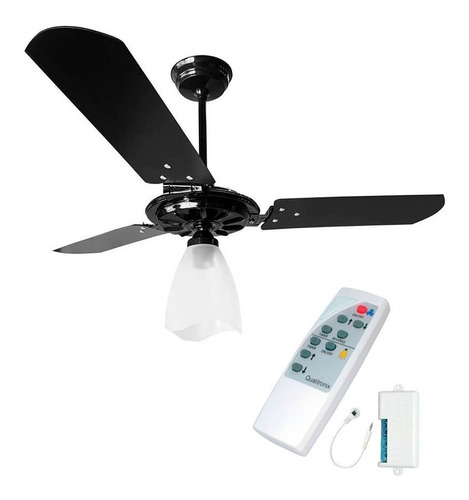 Ventilador de teto Ventex Yris com controle remoto preto com 3 pás de  mdf, 1.1 m de diâmetro 220 V