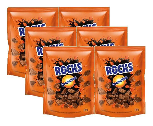 Kit 6 Chocolate Ovomaltine Flocos Crocantes Rocks 110g