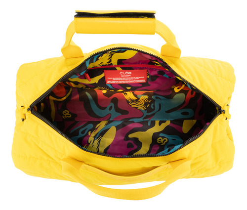 Duffle Bag De Viaje Cloe Grande Diseño Acolchado Color Amarillo