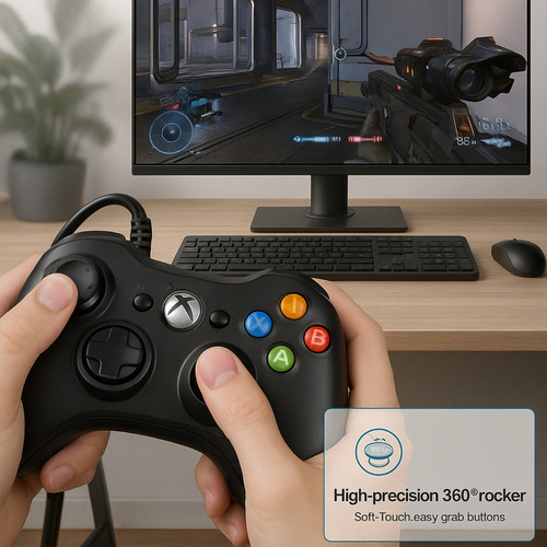 Controle Para Xbox 360 Tv/pc/android Joystick Com Fio