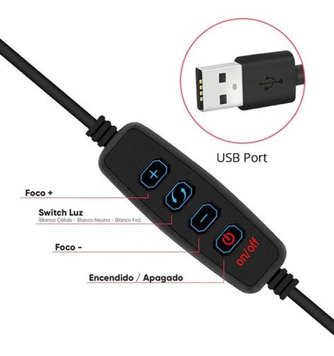 Anillo Aro Tripode Luz Led 26cm C/control Makeup Tik Tok
