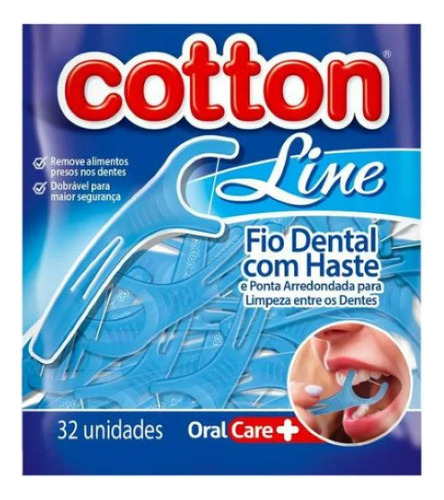 Fio Dental Com Haste 32 Unidades Adulto/criança Cotton Line