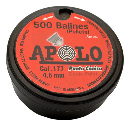Balines Apolo Conic Plastica C.4.5 X 500 Unidades 7.1 Grains