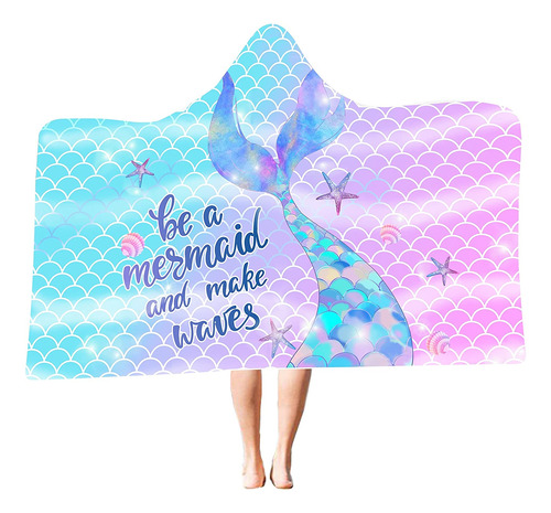 Hexagram Mermaid Hooded Beach Towel,kids Little Mermaid T...