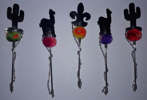 Traba Gancho Prendedor Tupo De Alpaca Y Pompon Tulma X10u