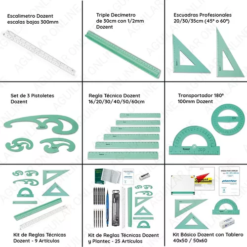 Transportador 180º Dibujo Técnico Reglas Dozent - Pack X 10u