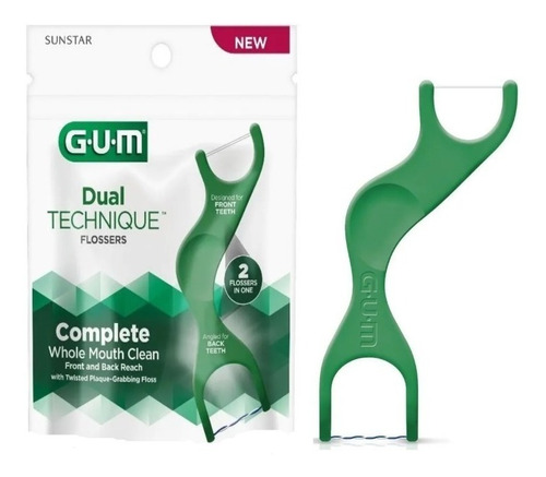 Gum Flossers Dual Technique Menta Hilo Dental Con Mango 20 U