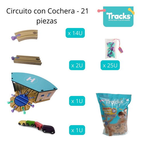 Imagen 2 de 8 de Tracks Pistas Pack 46 Tramos De Madera + Cochera