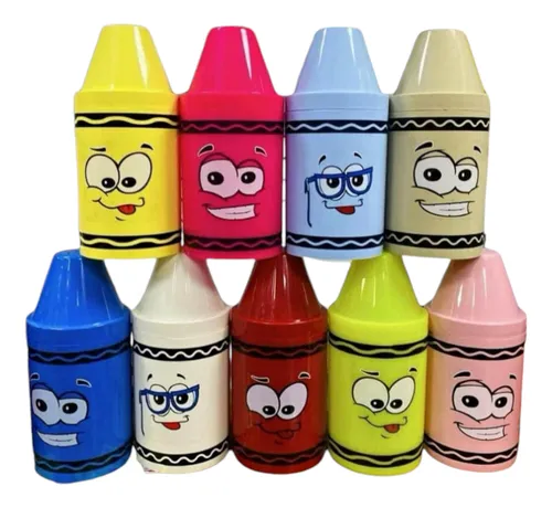 comprar 10 Dulceros Vaso Bote Lapiz Crayola Lapicera Para Niño