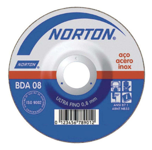 Disco Corte Aço Carb E Inox Norton Bda 08 (115x0,8x22,23mm)