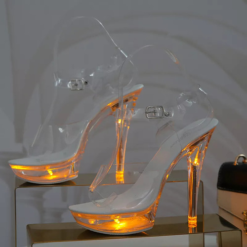 Tacones Altos De Cristal Luminoso Súper Sexy Y Llamativos