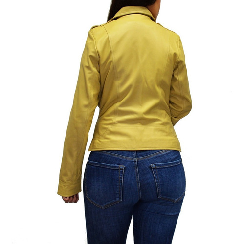 Chaqueta Para Dama De Piel Mestizo Color Amarilla