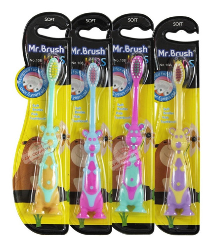 Set 4 Pcs Cepillo Dental Para Niños Forma Animalitos 1103