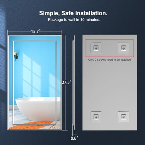 Fralimk Espejo Sobre Espejo Espejo De Pared Rectangular Con