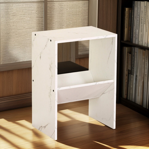 Buro Mesa De Noche Minimalista Blanco Acabado Brillante