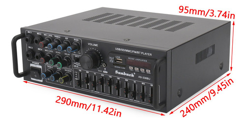 Amplificador Potencia Hi-fi Sunbuck 2000 W Con Bluetooth 5.0