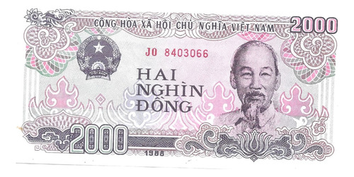 Liquido Billete De Vietnam 2000 Dong 1988