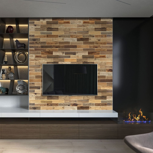 Tabla Madera Para Pared Color Marron Natural Panel Liston 80