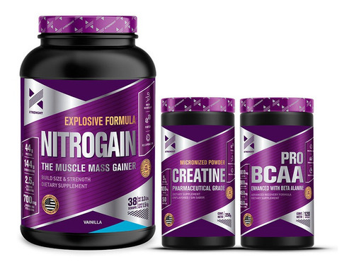 Xtrenght Nitrogain 1,5 Kg + Bcaa Pro 120 Cps + Creatina 250g