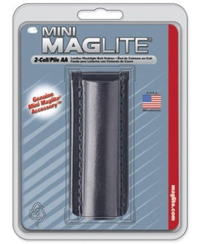 Funda De Cuero Maglite Negro Llano Por Aa Celulares Mini Lin