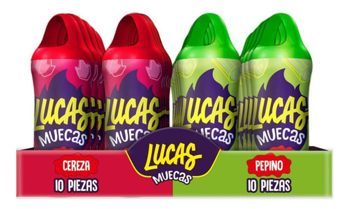 Mueca Lucas Pepino Cereza Dulce Paleta Frutas Polvo Picosito