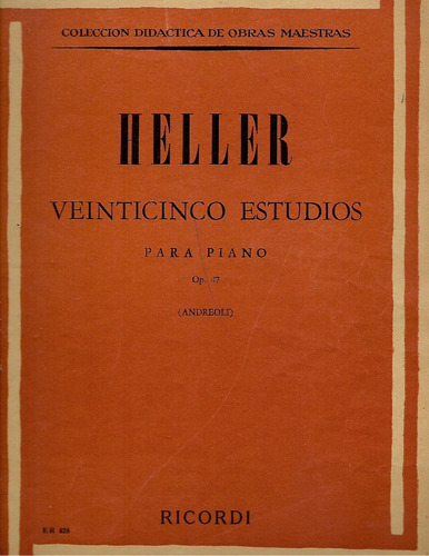 Musica- Heller - Veinticico Estudios Para Piano - Ricordi