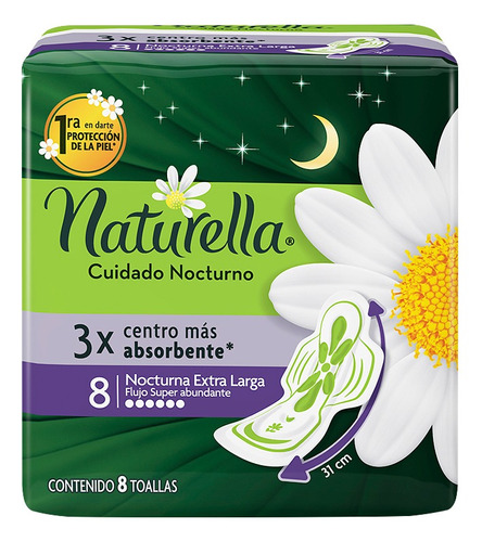 Toalla Femenina Naturella Normal Nocturna Con Alas 8 Un.