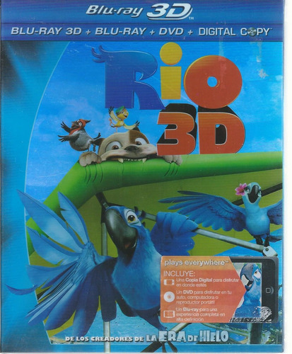 Rio Blu-ray 3d + Blu-ray + Dvd Nacional + Slipcover Intacta 