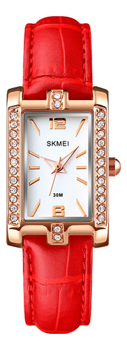 Relógio Skmei Feminino Casual Couro Pequeno Analógico 1690 Cor Sk40051-Rose Gold Cor do fundo Branco