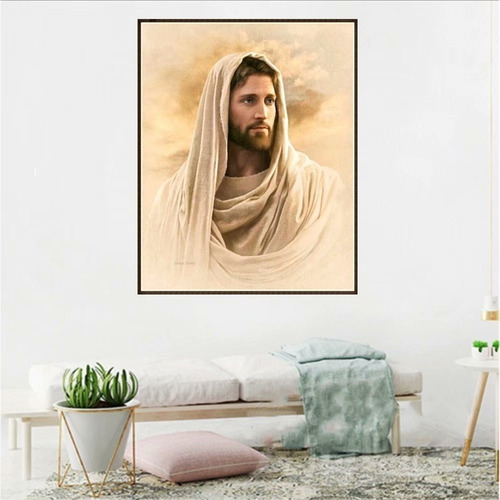 Imagen 2 de 8 de 5d Diamond Painting Rostro Jesus 30 X 40 Cms Diam Cuadr