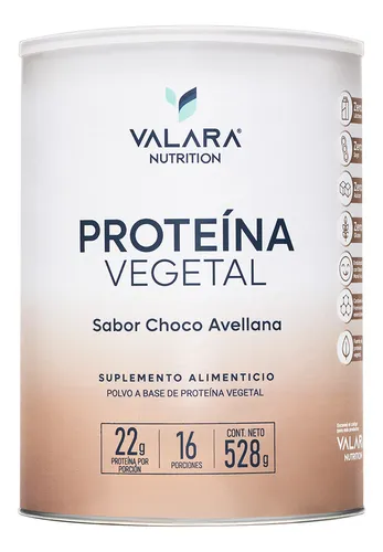 comprar VALARA Proteína Vegana en Polvo 528 g - 24g de Proteína por Porción - Sabor Choco Avellana - Baja en Carbohidratos y Libre de Azúcar - Con Pre y Probióticos - 16 Porciones