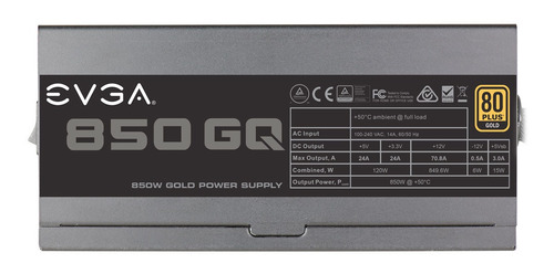 Fuente De Poder Gamer Evga 850 Gq, 80plus Gold 850w
