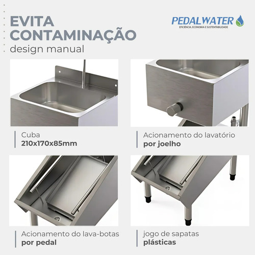 Kit 2 Lavatorio Lava Botas + Pia Assepsia Aço Inox Completo