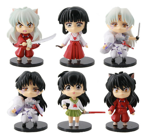 6pcs/set Inuyasha Sesshoumaru Higurashi Kagome Kikyou Figura