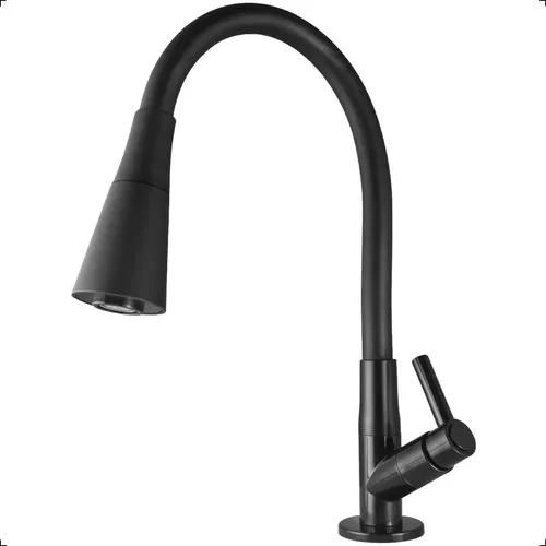 Torneira Gourmet Flexível 2 Jatos Cozinha Churrasqueira Área Externa Pia Bancada Mesa Preta Aromatec
