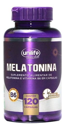 Melatonina 0,21mg + Vitamina B6 Unilife 120 Caps Dormir Sono