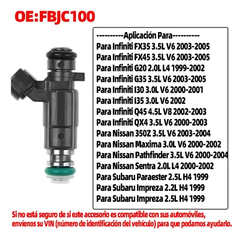 6pcs Inyectores De Combustible For Nissan Pathfinder Sentra