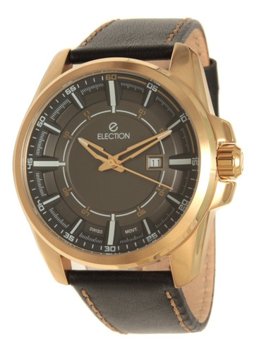 Reloj Election Suizo Hombre Cuero Negro Rose E200615112