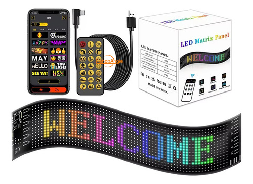 Letrero Led Matrix Flexible Rgb App Control Usb Auto 16x96 Eshopangie