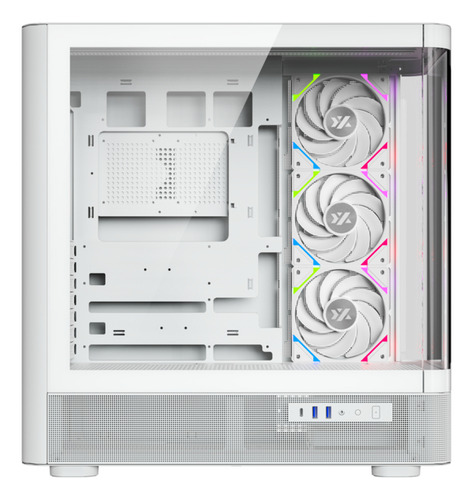 Gabinete Xyz Quantum White Panoramic 4 Fans Controller Curved 2d Glass Usb C