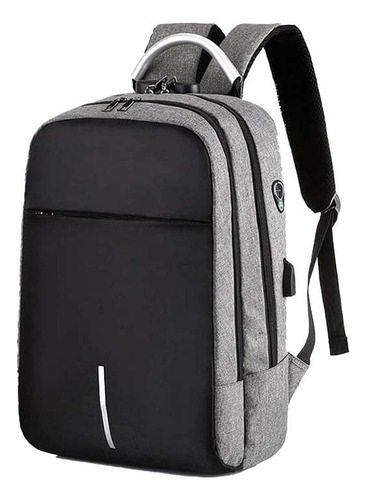 Morral Maleta Antirrobo Para Pc 15.6 Gris Puerto Usb