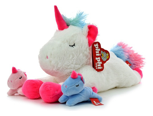 Mama Unicornio Con 2 Hijos Peluche Juguete     