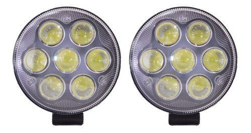 Par Faro Led Redondo Mini 4 Pulgadas 7 Lupa Blanco Con Bases