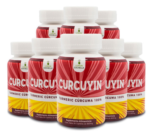 Kit De 8 Frascos De Curcuyin Lemon Cochella- 30 Tabs Sabor Sin Sabor