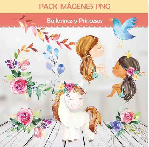 Pack Cliparts Imágenes Princesas Coronas Castillos Flores